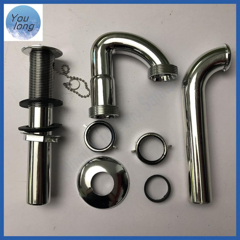 Chrome Plastic Drain and P-Trap Set for Bathroom