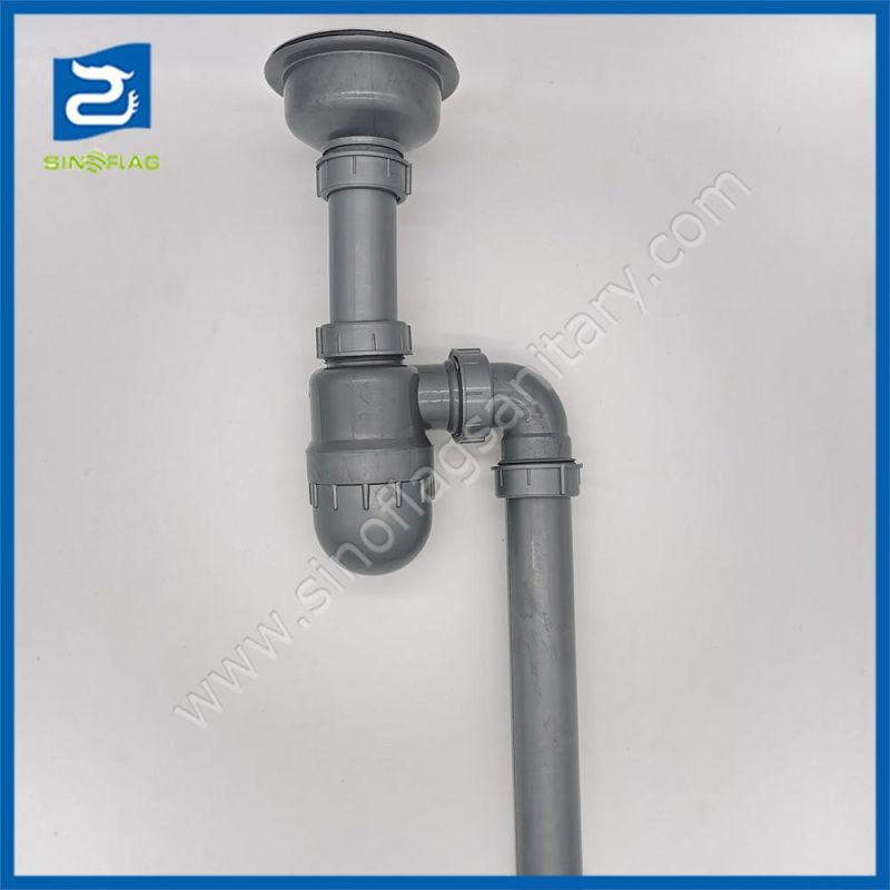 113mm Stainless Drainer Pipe Sink Strainer with Elbow Outlet Pipe