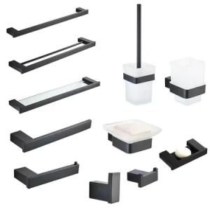 Bathroom Hardware Set Matte Black Paper Holder Towel Rail Rack Robe Hook Toilet Brush Holder Bathroom Accessories