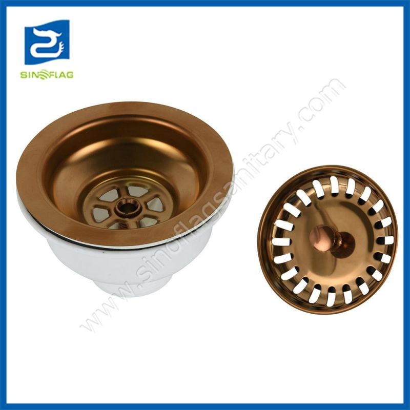 4.1/2 Bronze Plated Sink Basket Drain Kitchen Siphon