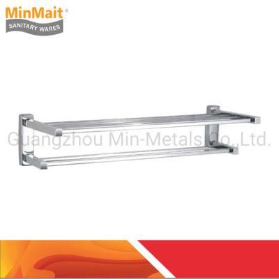 Stainless Steel Classic Square Towel Rack with Double Bar Mx-Tr105-101s