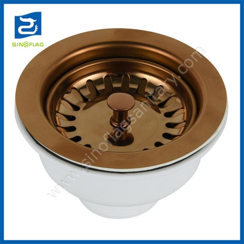 4.1/2 Bronze Plated Sink Basket Drain Kitchen Siphon