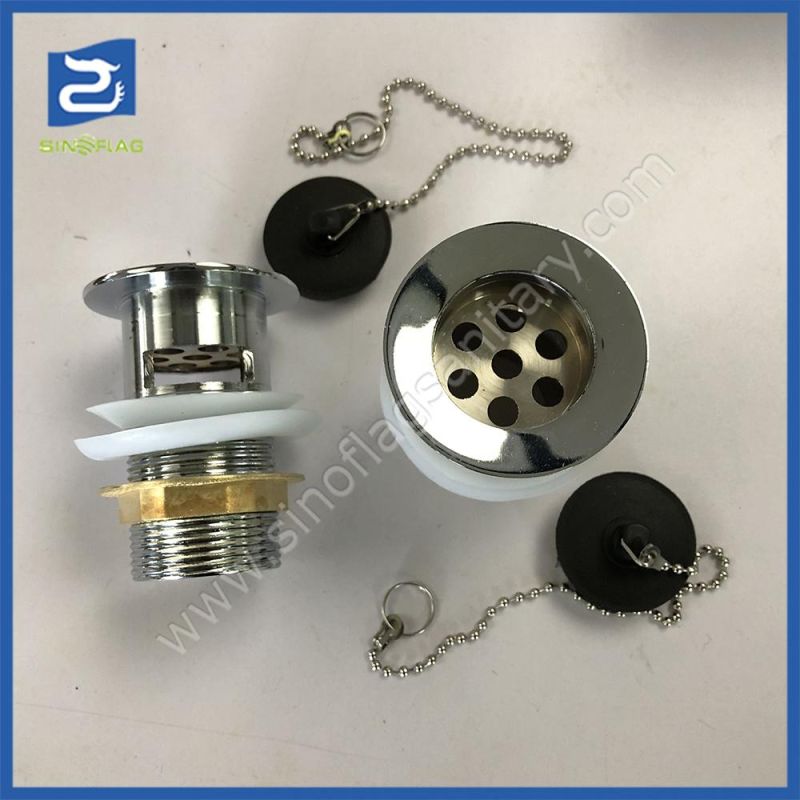 Zinc Basin Drain Plug Waste with Chain and Rubber Stopper