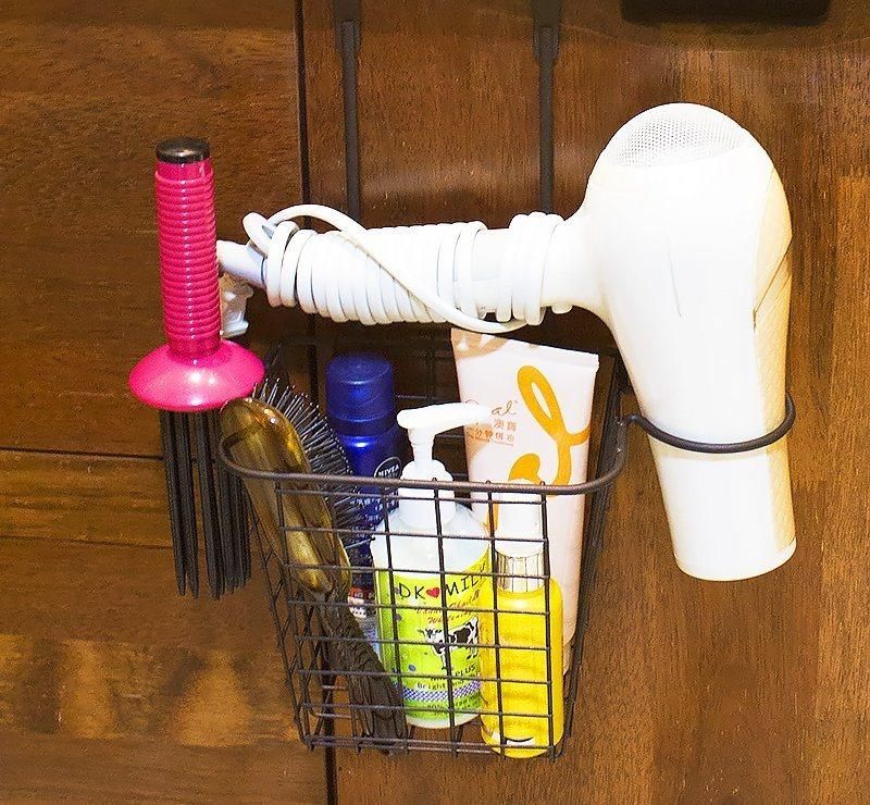 Shower Room Hair Dryer Holder Metal Accessory Rack Bathroom Organizer