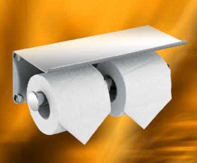 Double Toilet Paper Holder with Modern Shelf for Hotel