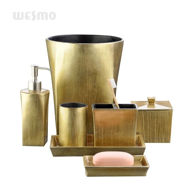 Household Polyresin Bathroom Set with Toilet Brush Holder Brush Cup