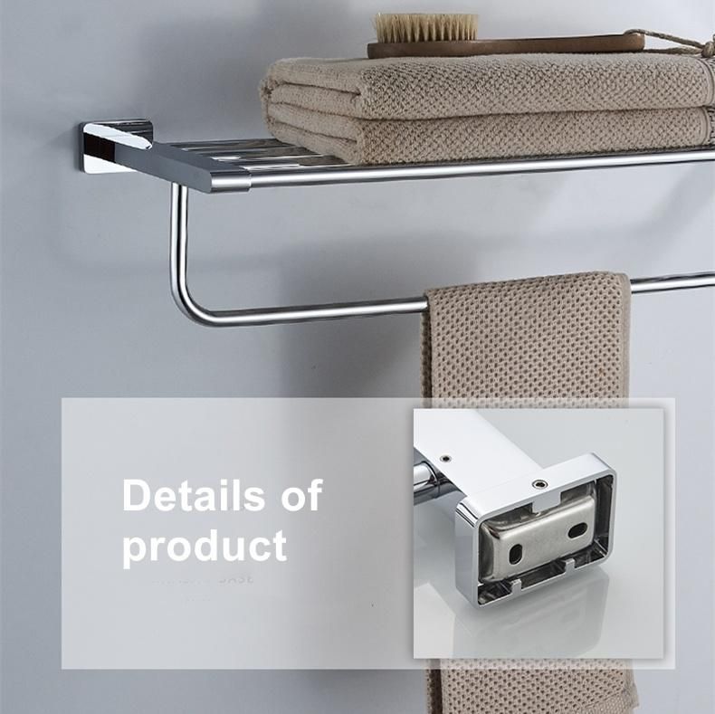 Bathroom Brass Towel Rack Polished Chrome Two Layers Towel Shelf