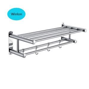 Bathroom Shelf with Towel Rack Stainless Steel Bar Stand