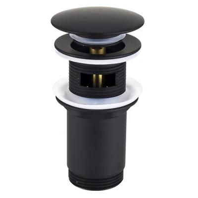 Matt Black Bras Mushroom Wash Basin Drainer 1&quot;1/4 Pop up Waste Clic-Clac with Overflow (ND524-MB)