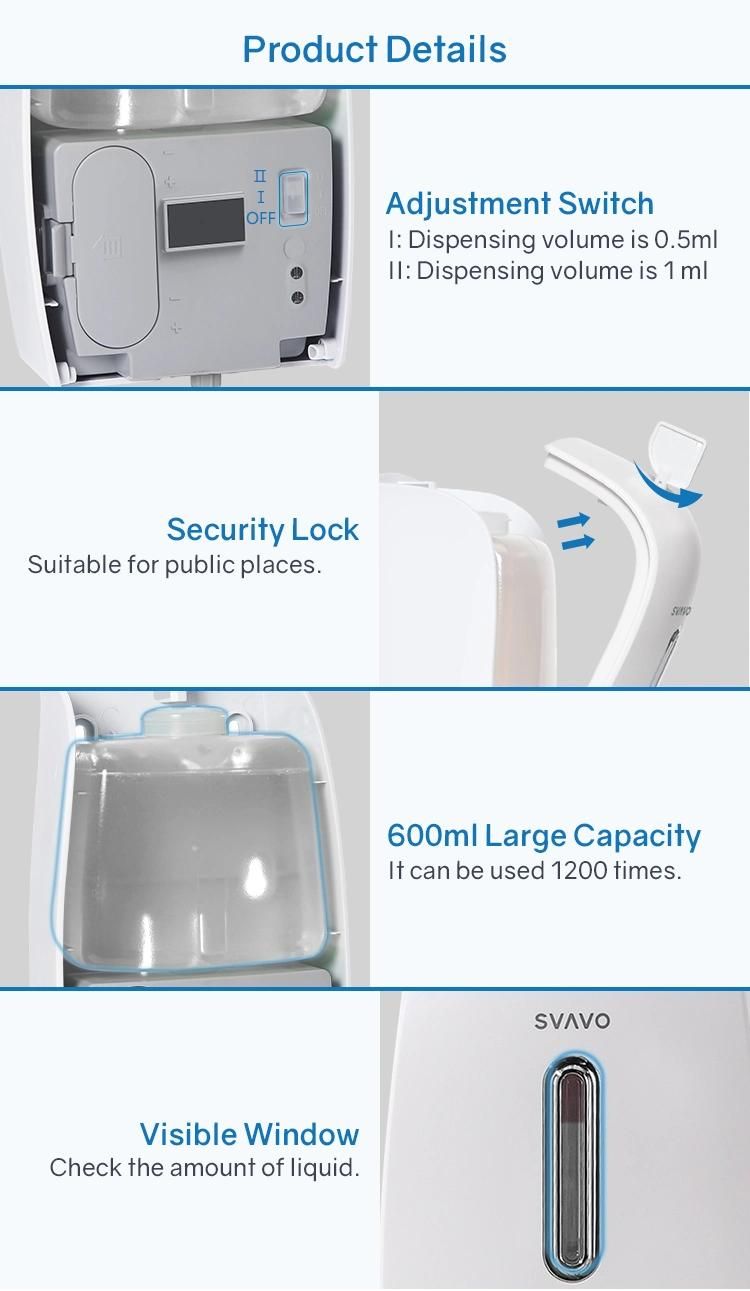 Wall Mounted Battery Operated Touchless Automatic Spray Alcohol Hand Sanitizer Dispenser with Thermometer Buzzer for Hospital