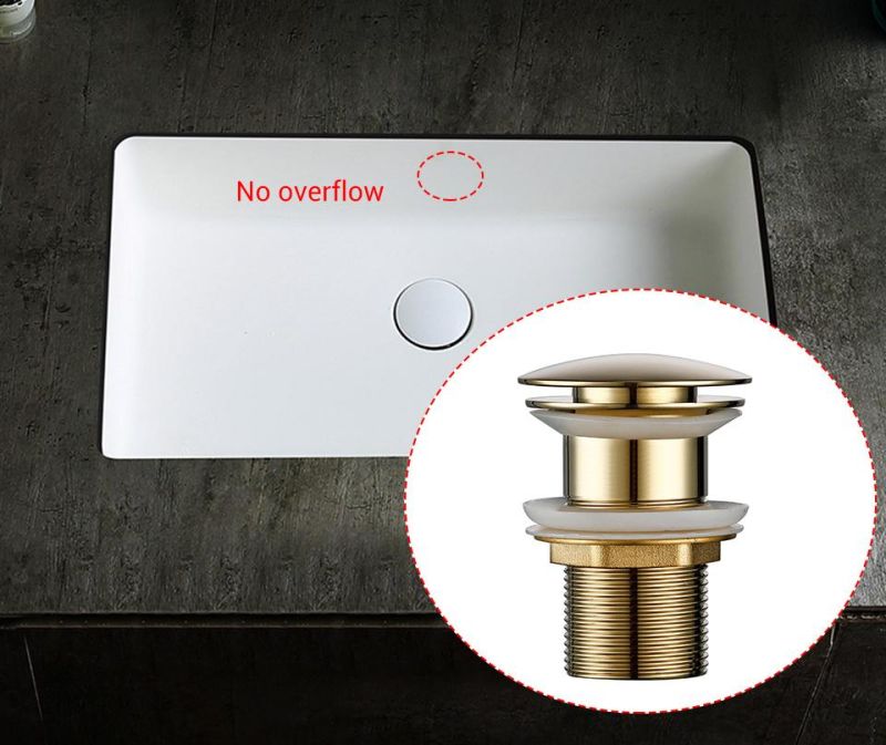 Light Gold Color Basin Water Strainer Brass Pop up Sink Strainer Without Overflow
