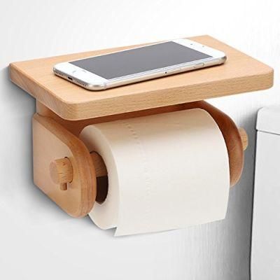 Bamboo Wood Toilet Roll Holder Wooden Creative Wall Mounted Creative Tissue Box Tray Holder Paper Towel Holder
