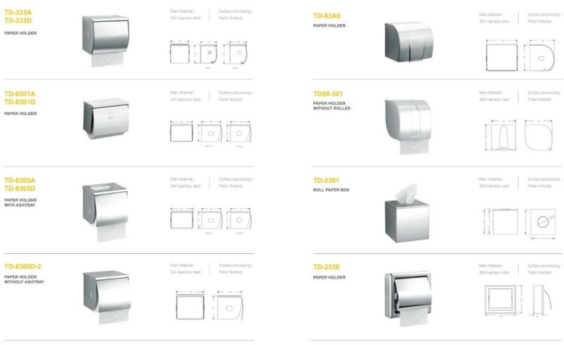 Hotel Accessories Stainless Steel Waterproof Toilet Tissue Box Freestanding