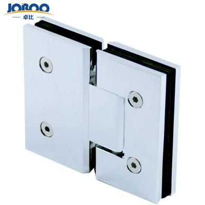 Bathroom Fittings Glass to Glass 180 Degree Solid Brass Polish Chrome Phlishing Glass Shower Hinges Connector Joboo Zb605