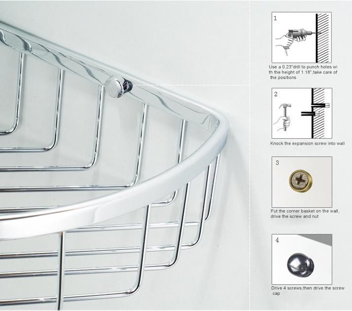 Stainless Steel Toilet Accessories Corner Basket Triangle Shower Shelf Shower Basket Shower Caddy
