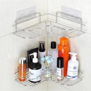 Strong Non-Trace Kitchen Shower Stainless Steel Wall Triangle Storage Rack Shelf