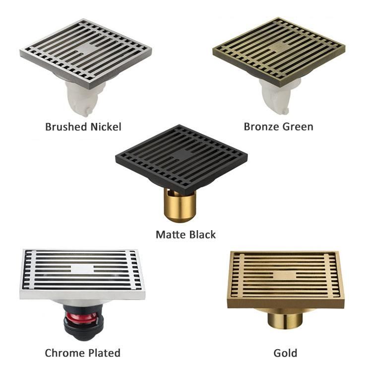 European Linear Shower Drain Solid Brass Floor Drainer Gold