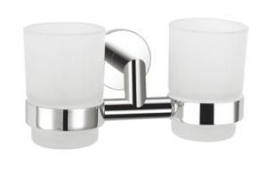 Stainless Steel / Brass Chrome Wall Mounted Round Double Tumbler Holder