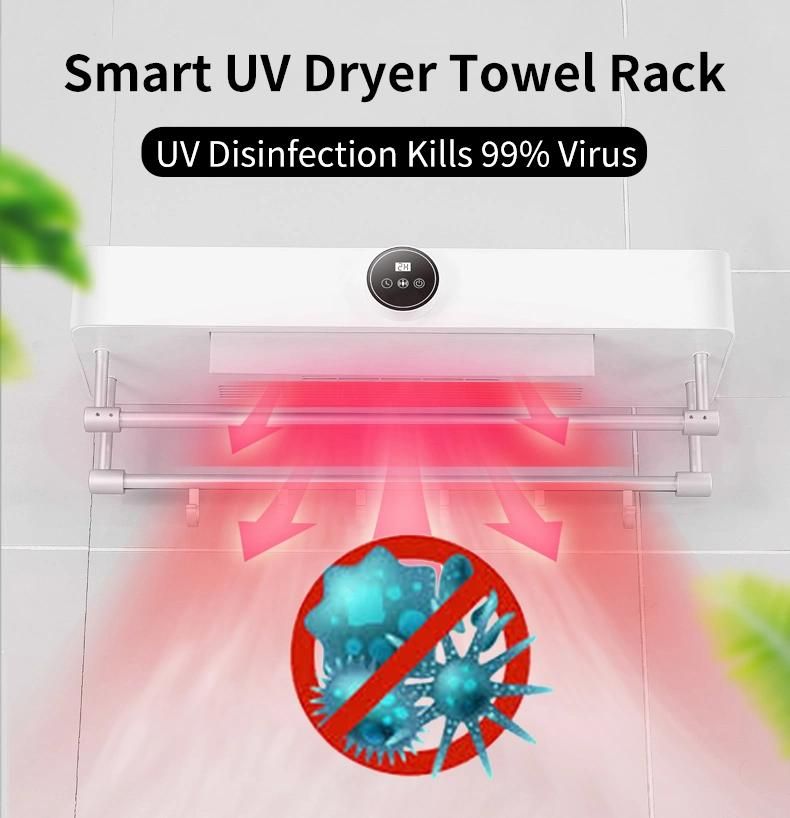 LED Display Black Wall Mounted UV Sterilization Towel Warmer Rack