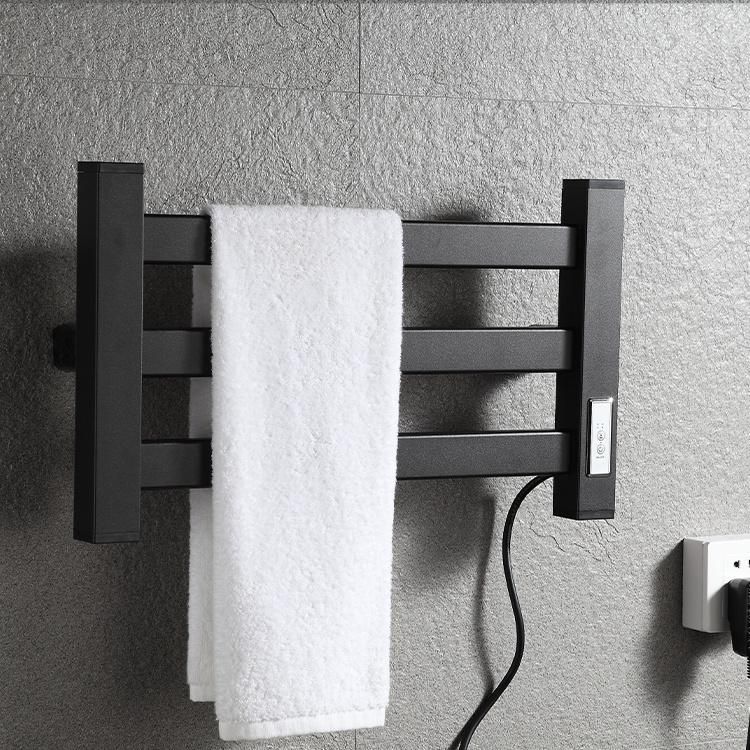 Kaiiy Black Color 3bars Wall Mounted Modern Heating Towel Rack Electric Towel Rack