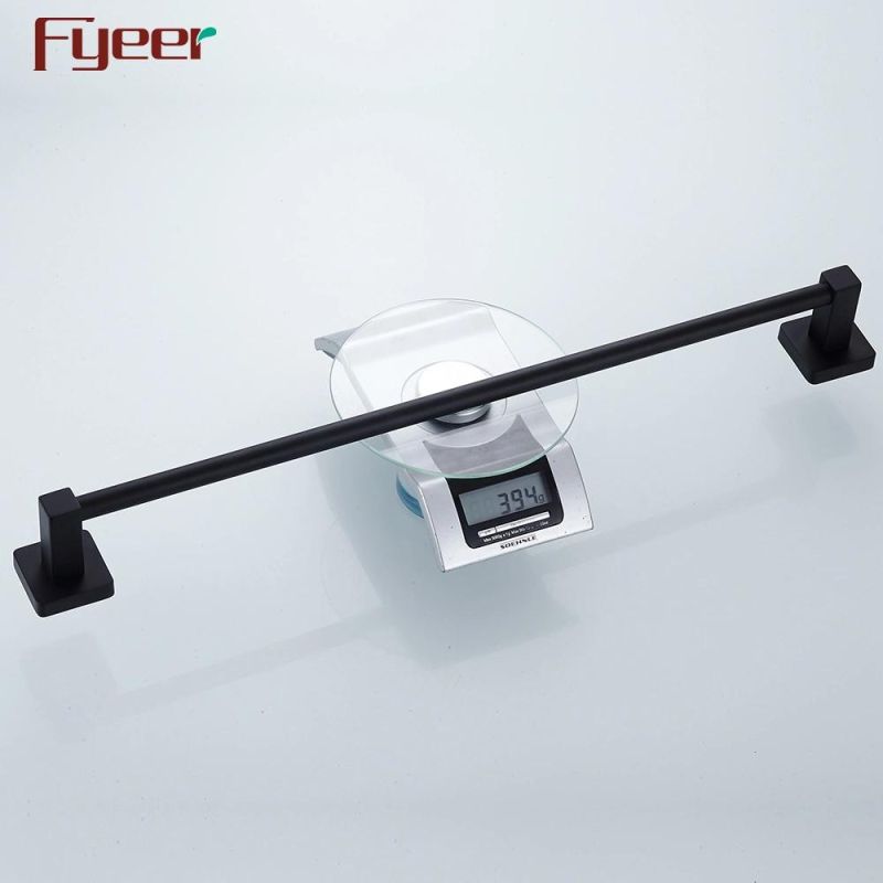 Fyeer Bathroom Accessory Aluminum Matt Black Single Towel Bar