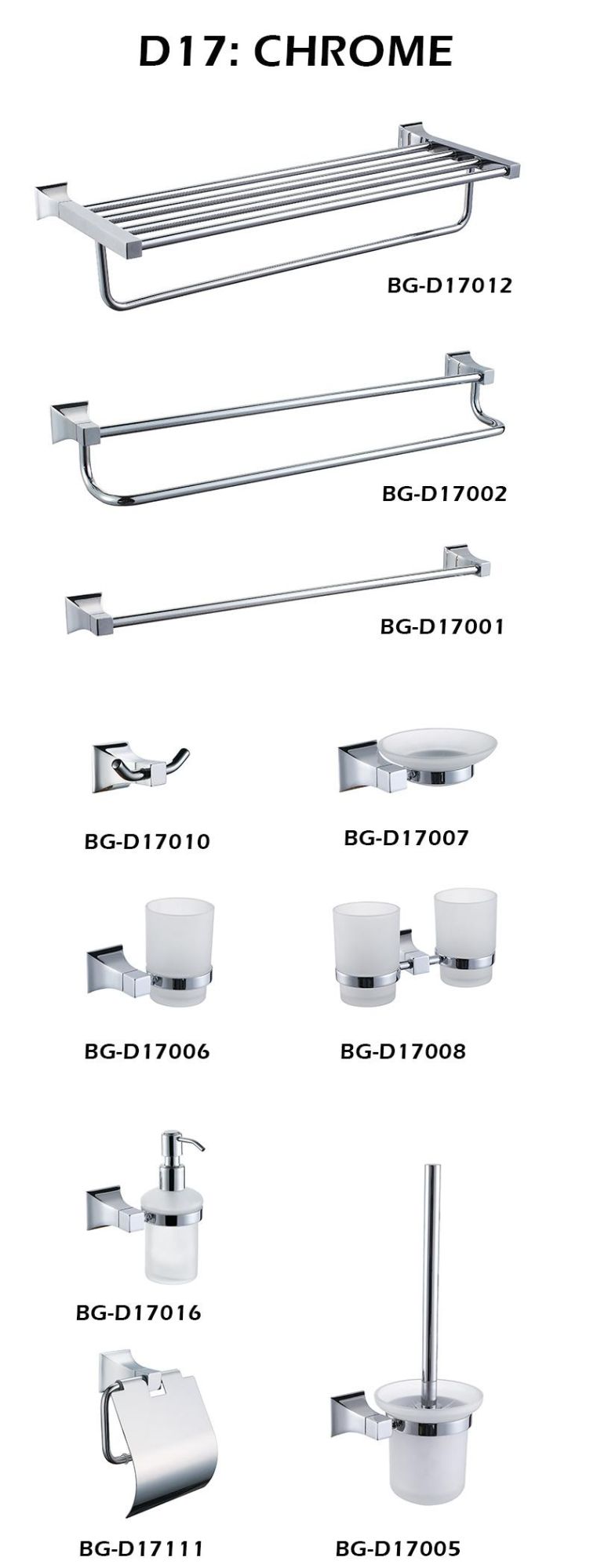 Special Design Modern Chrome Color Single Towel Bar Shelf Bg-D17001