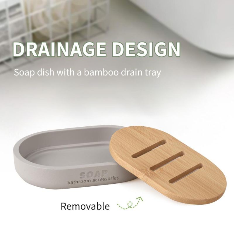 New Arrival Elegant Bamboo Resin Bathroom Sets Lotion Dispenser