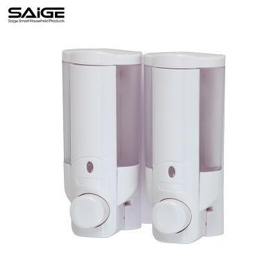 Saige Wholesale Hotel Wall Mounted 210ml*2 Manual Plastic Liquid Soap Dispenser