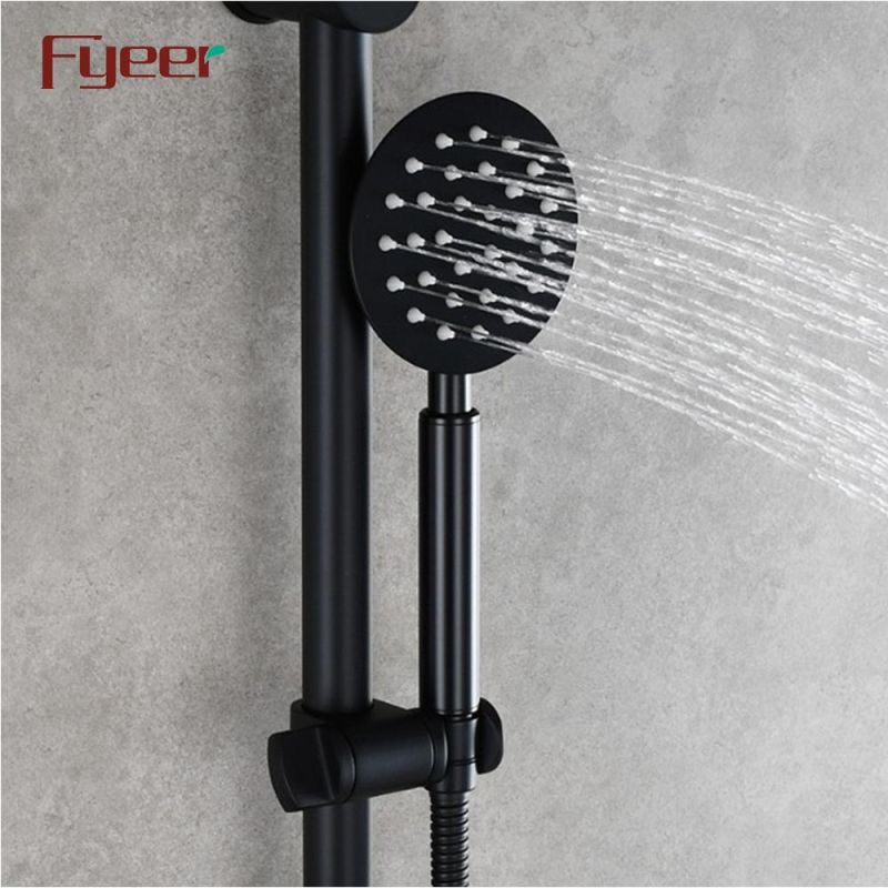 Fyeer Black Bathroom Shower Sliding Bar with Hand Shower