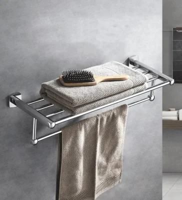 Brass Bathroom Towel Rack Polished Chrome Non-Drill or Screw Installation