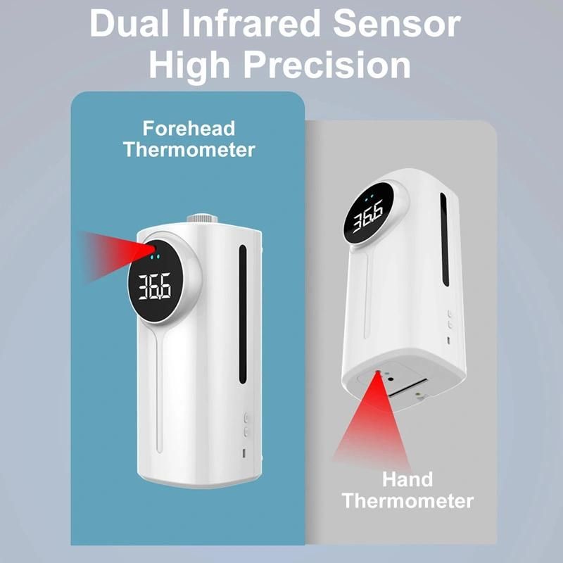K9 Pro Dual Automatic Liquid Hand Alcohol Spray Forehead and Hand Temperature Measuring Intelligent Sensor Soap Dispenser