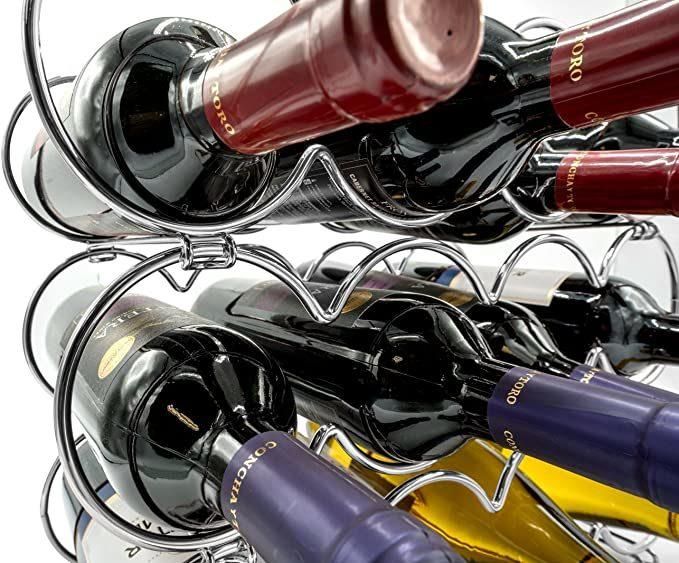 23 Bottles Arched Freestanding Floor Metal Wine Rack Wine Bottle Holders Stands, Black
