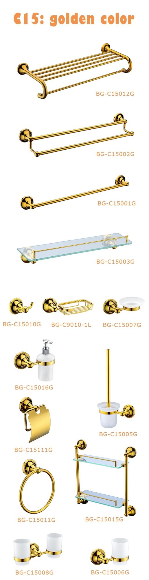 Sanitary Ware Bathroom Accessories Golden Color Towel Holder Bg-C15002g