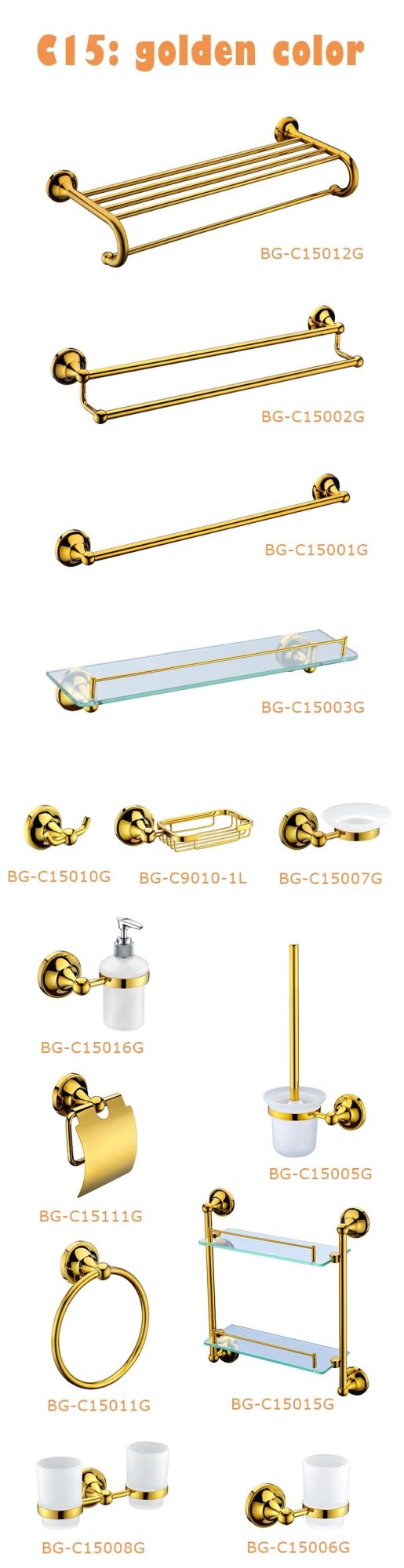Sanitary Ware Bathroom Accessories Golden Color Towel Holder Bg-C15002g