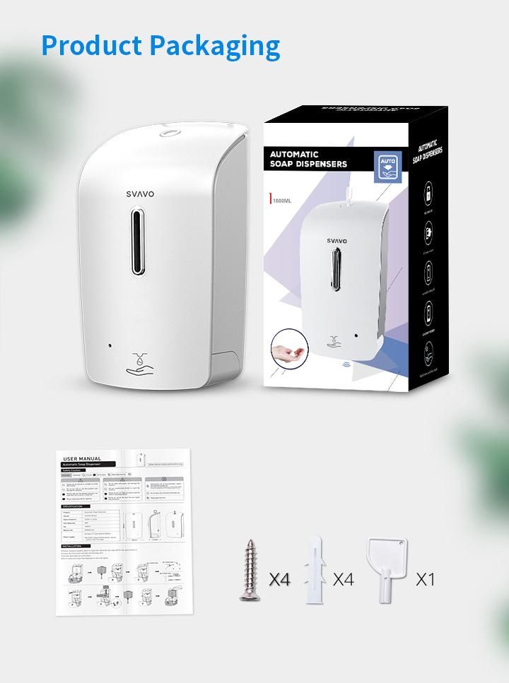 Svavo Health Hygienic Hotel Bathroom 1000ml Automatic Touchless Soap Liquid Dispenser