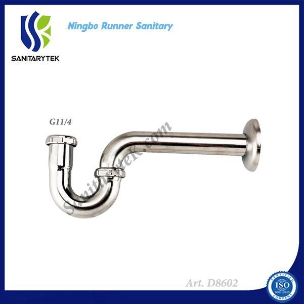 Chrome-Plated Brass Sink Drain P-Trap Without Cleanout 1-1/4" (D8602)