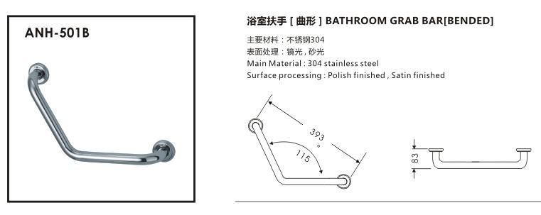 304 Stainless Steel Bathroom Handicap Toilet Safety Grab Bar