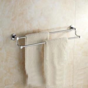 Wall Mounted Brass Double Towel Rail Chrome Finish