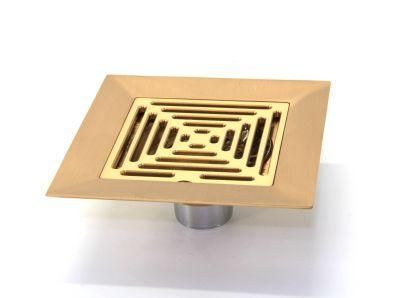 Brass Polished Gold 6 Inch Square Shower Drain