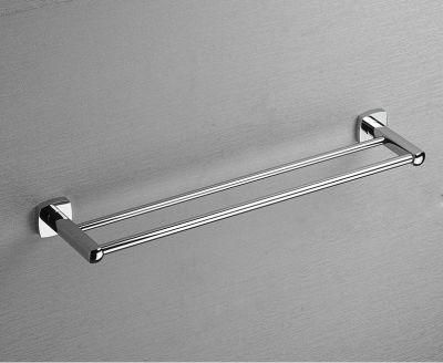 Solid Brass Bathroom Double Towel Rail Non-Drill or Screw