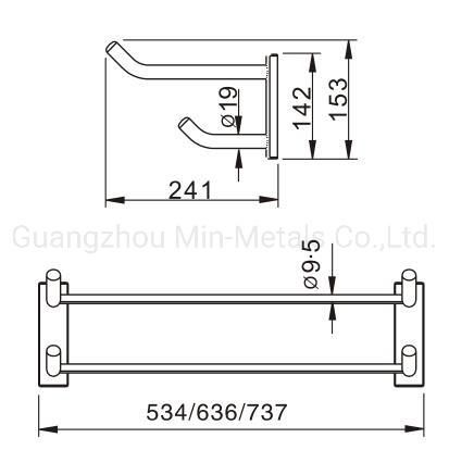 Stainless Steel Double Towel Rack with Hook Mx-Tr05-108