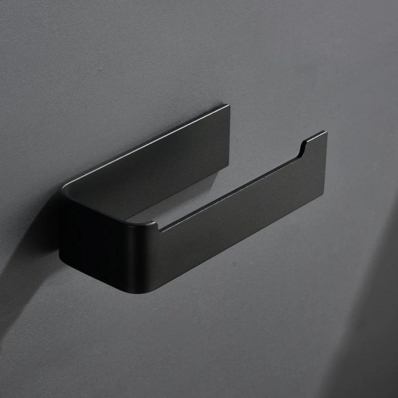 Adhesive Toilet Paper Holder Wall Mount Aluminum Matte Black