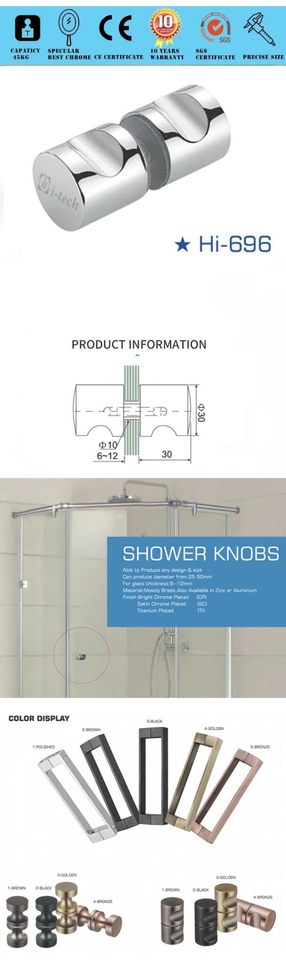 Hi Tech Door Accessories Hardware Shower Roomknobs
