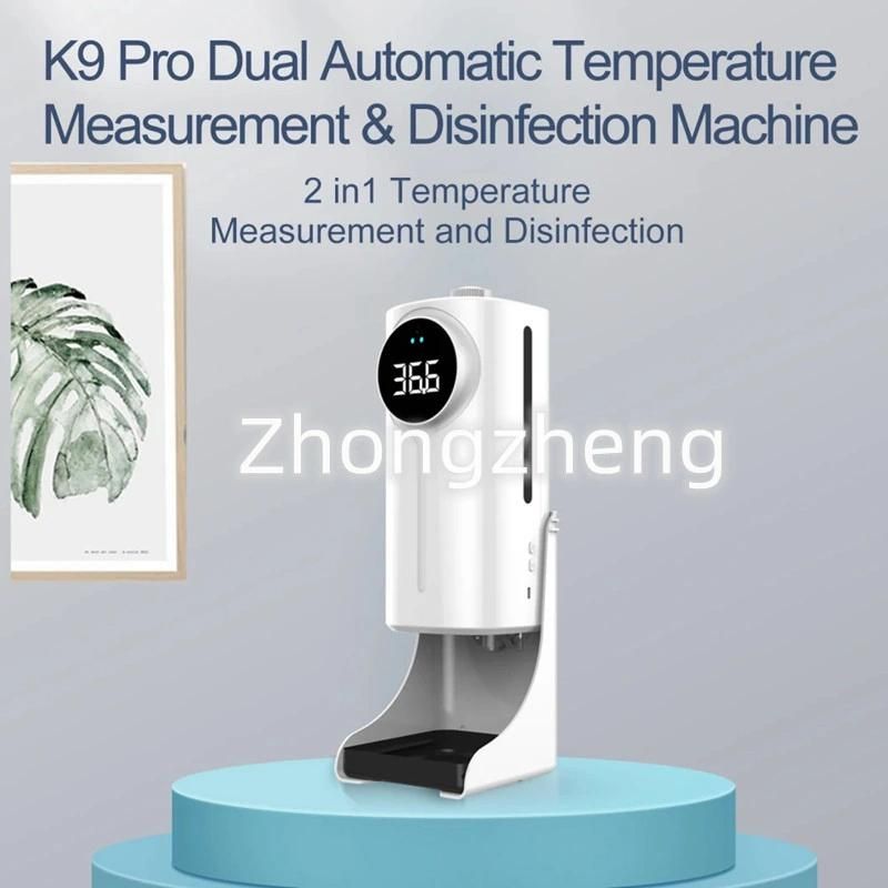 K9 Pro Dual Automatic Liquid Hand Alcohol Spray Forehead and Hand Temperature Measuring Intelligent Sensor Soap Dispenser