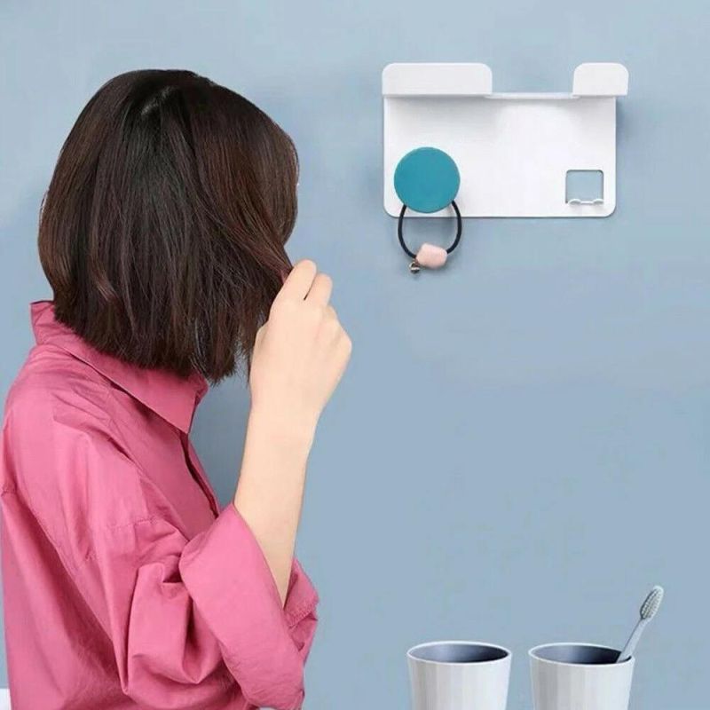 Wall Mounted Punch-Free Hair Dryer Rack Wall-Mounted Plastic Storage Holder