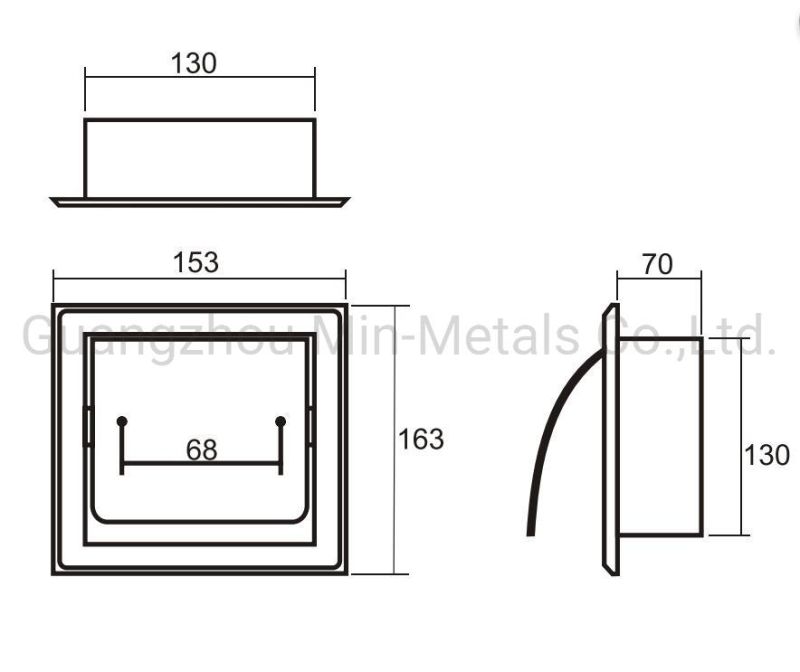 S. S. Square Recessed Toliet Tissue Paper Holder Mx-pH208