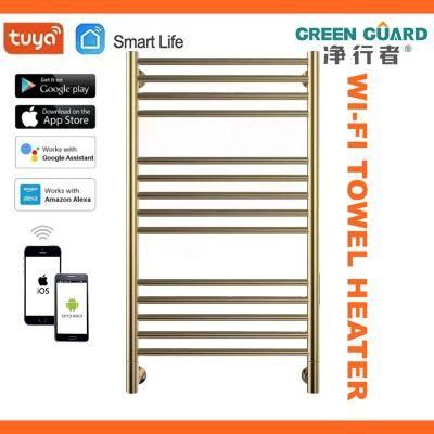 High End WiFi Towel Racks Golden Polish Surface Towel Warmer Racks WiFi Remote Control Towel Rails