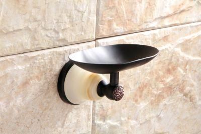 Fyeer Ceramic Base Black Bathroom Accessory Brass Soap Dish Holder