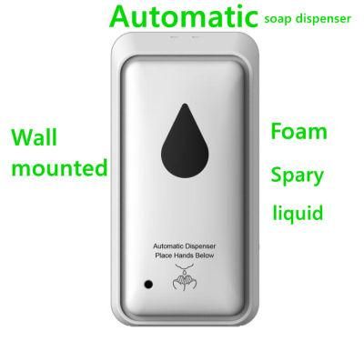 Auto Large Capacity Hands Free Sanitizer Liquid Electric Foam Smart Spray Alcohol Foam Gel Automatic Sensor Soap Dispenser Wall Mounted