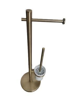 Metal Standing Toliet Tissue Holder with Toliet Brush Holder Mx-Ls95A